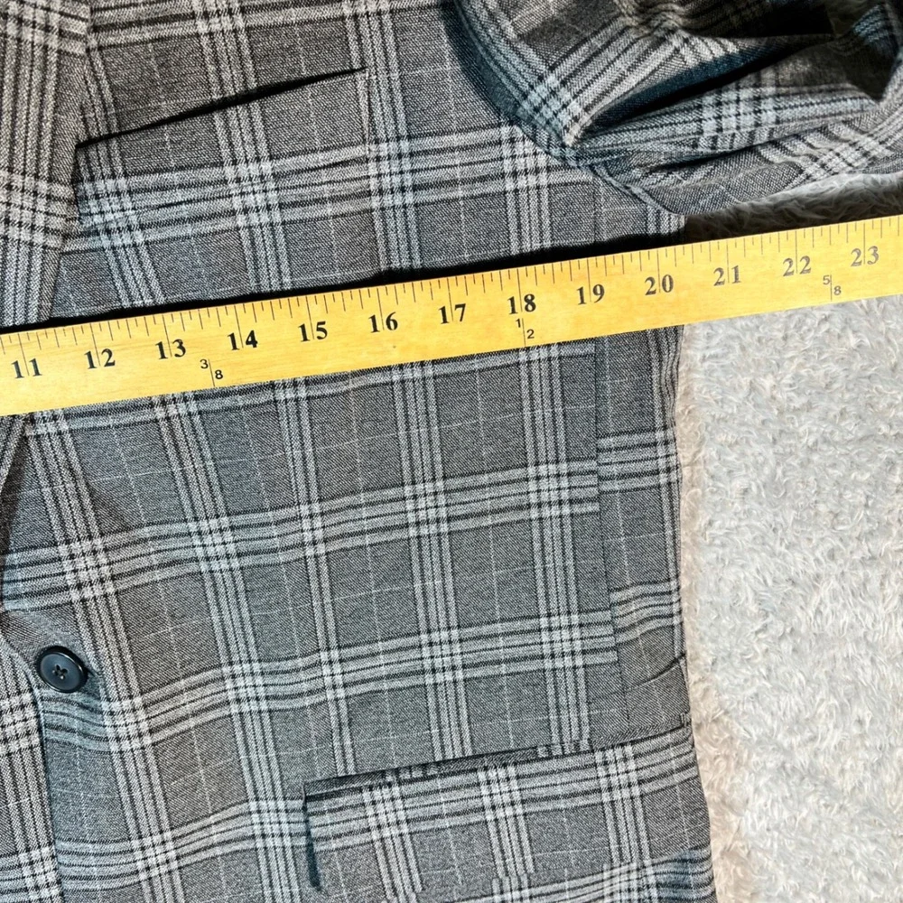 Apt. 9 Blazer Mens 40R Grey Glen Plaid Premier Flex Slim Fit Sport Coat